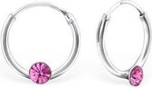 Aramat jewels ® - 925 sterling zilveren kinder oorringen met donker roze kristal