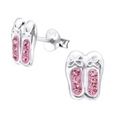Aramat jewels ® - Kinder oorbellen ballerinas kristal 925 zilver roze 7mm x 9mm