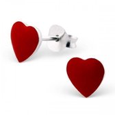 Aramat jewels ® - 925 sterling zilveren oorbellen hart rood
