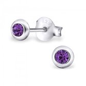 Aramat jewels ® - 925 sterling zilveren oorbellen rond kristal paars