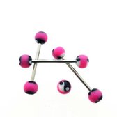 Tongpiercing acryl ying yang roze wit zwart