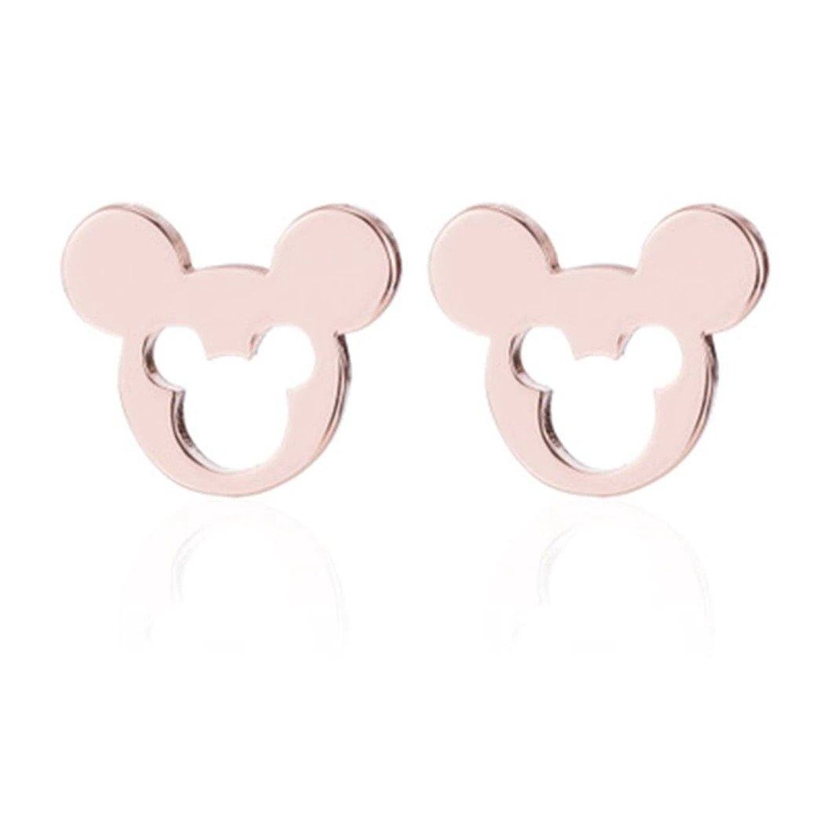 Aramat jewels ® - Oorbellen mickey mouse zweerknopjes rosékleurig chirurgisch staal 10mm