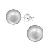 Aramat jewels ® - Pareloorbellen licht grijs glas parel 925 zilver 8mm