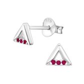 Aramat jewels ® - Zilveren kinder oorbellen driehoek 925 zilver rood 5mm