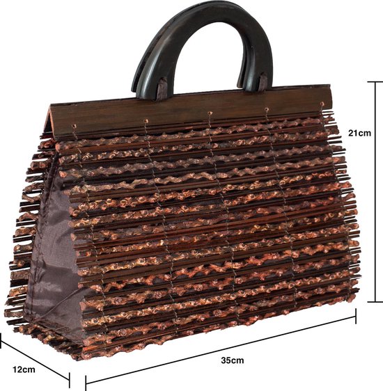Dames handtas. Handgemaakte handtas van bamboo en hout. Stijlvol,  lichtgewicht en... | bol.com