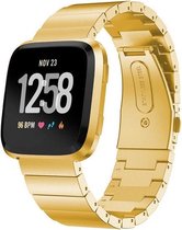 Stalen Smartwatch bandje - Geschikt voor  Fitbit Versa / Versa 2 metalen bandje - goud - Horlogeband / Polsband / Armband