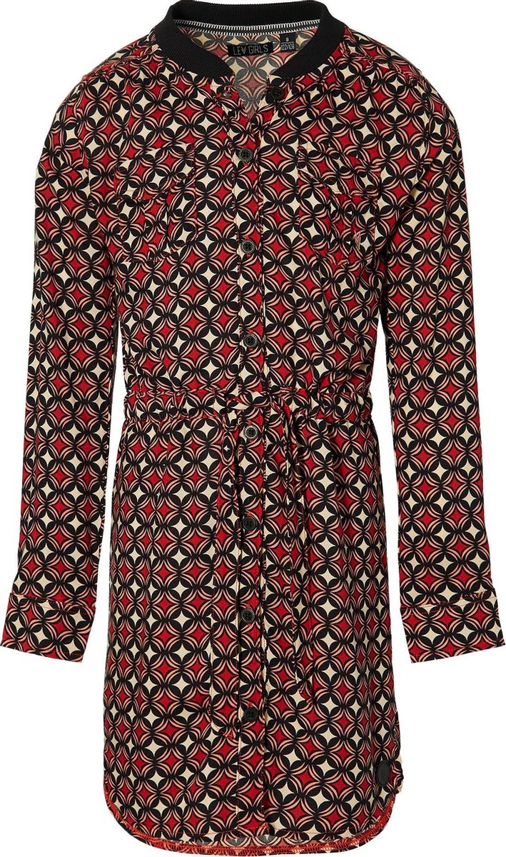 Levv jurk Kaira donker rood retro print - maat 152