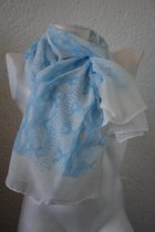 sjaal wit/blauw 180 x 70cm