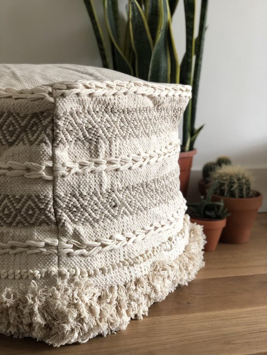 Overgang Eindeloos Meer Bohemida Handmade 100% Katoen Macrame Poef 45x45x45 cm | bol.com