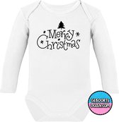 Romper - Merry Christmas - maat 62/68 - lange mouwen - baby - baby kleding jongens - baby kleding meisje - rompertjes baby - rompertjes baby met tekst - kraamcadeau meisje - kraamc