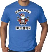 Grote maten fout Kerstshirt / Kerst t-shirt Santas angels Northpole blauw voor heren - Kerstkleding / Christmas outfit 4XL