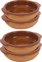 8x Tapas bakjes/schaaltjes San Sebastian met handvatten 15 en 17 cm - Terracotta hapjes/creme brulee ovenschalen/serveerschalen