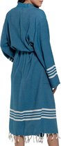 Hamam Badjas Krem Sultan Petrol Blue - L - unisex - hotelkwaliteit - sauna badjas - luxe badjas - dunne zomer badjas - ochtendjas