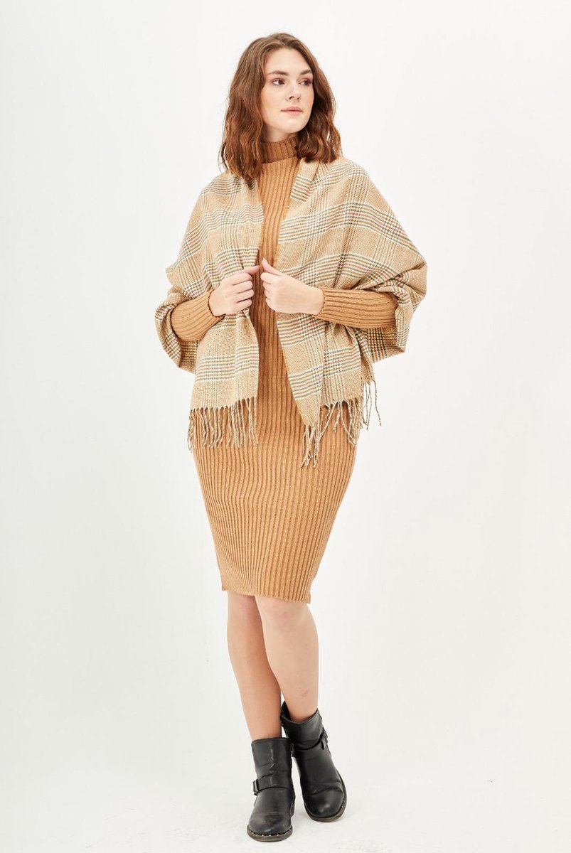 Beige omslagdoek - sjaal geweven in schotse ruit - Mode accessoires kopen? | Korting tot 70 Beige omslagdoek - sjaal geweven in schotse ruit - Mode accessoires kopen? | Korting tot 70