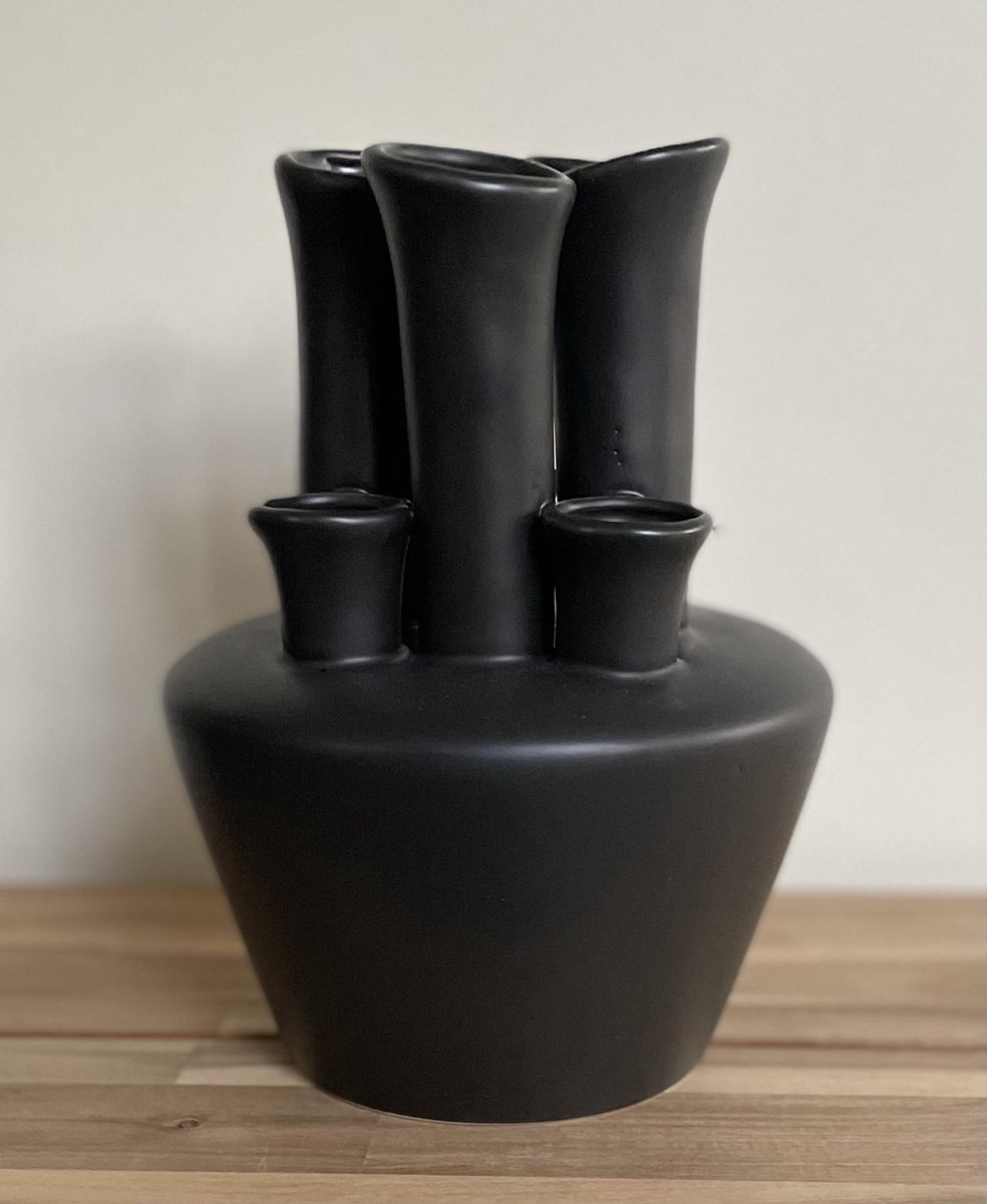 Tulpenvaas zwart/antraciet mat 24x17cm | bol.com