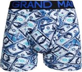 Heren boxershorts Grandman 3 pack katoen met bamboe lange pijpen print blauw M