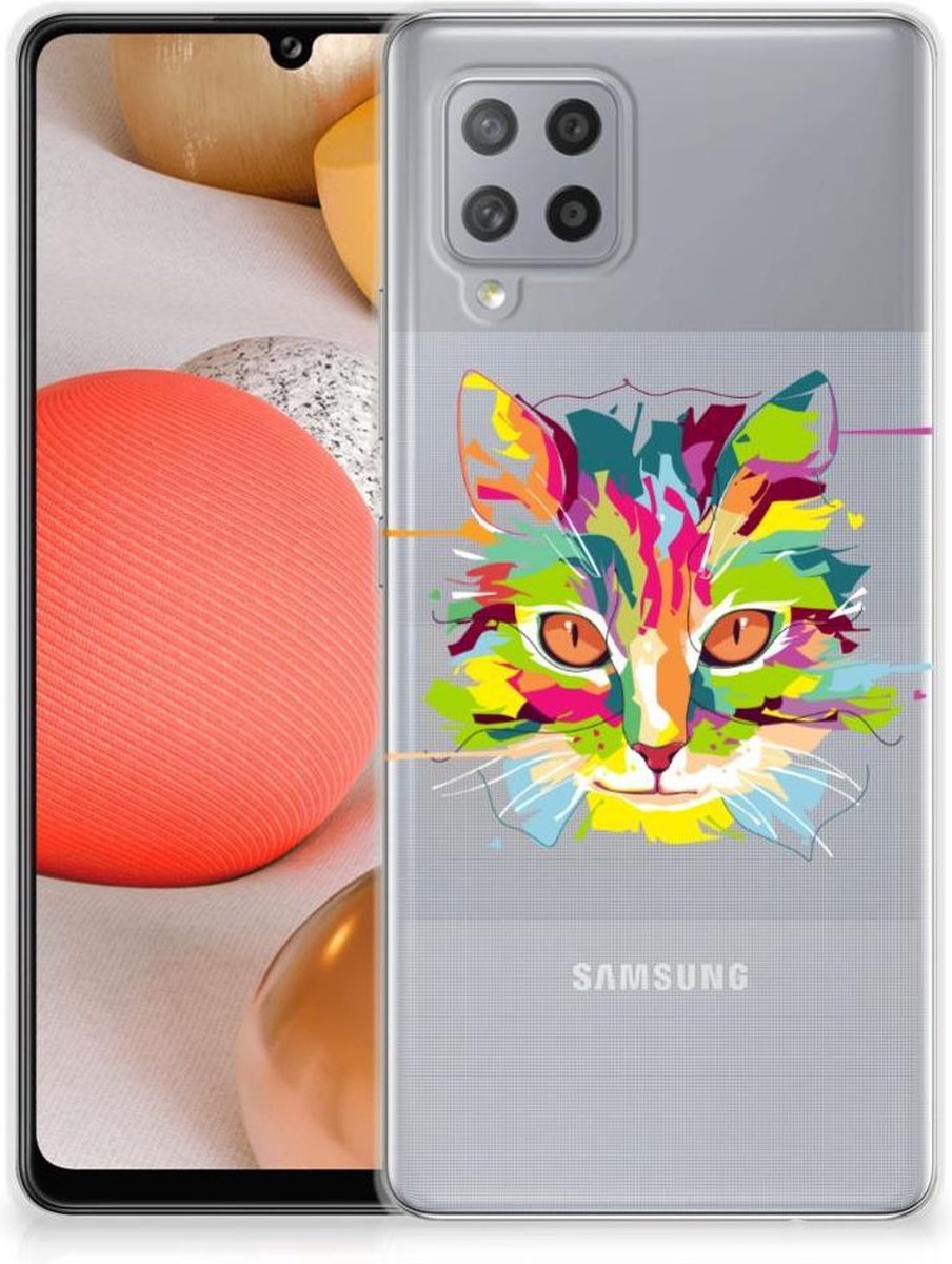 Samsung Galaxy A42 Telefoonhoesje met Naam Cat Color