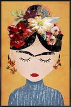 JUNIQE - Poster in kunststof lijst Frida Kahlo illustratie -60x90