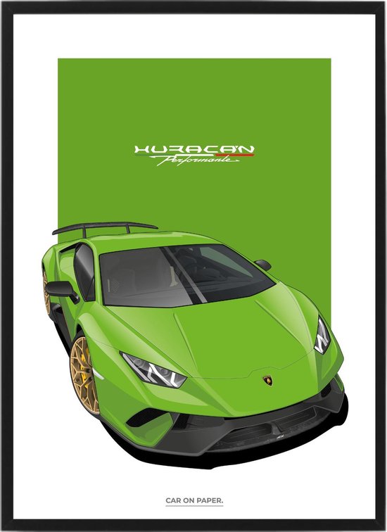 gemeenschap Land van staatsburgerschap voelen Lamborghini Huracan Groen op Poster - 50 x 70cm - Auto Poster Kinderkamer /  Slaapkamer... | bol.com