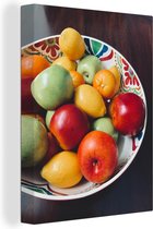 Coupe à fruits colorée avec différents fruits 60x80 cm - Tirage photo sur toile (Décoration murale salon / chambre)