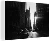 Rue calme à New York en noir et blanc 90x60 cm - Tirage photo sur toile (Décoration murale salon / chambre)