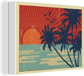Canvas Schilderij Illustratie van een tropische ansichtkaart - 120x90 cm - Wanddecoratie
