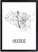 Heerde Plattegrond poster A2 + Fotolijst Zwart (42x59,4cm) - DesignClaud