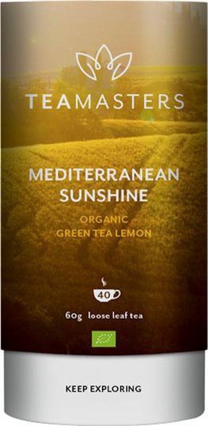 Foto: Teamasters mediterranean sunshine 60g biologische losse thee groene thee citroen thee ijsthee zomer