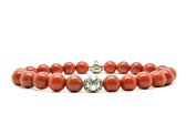 Beaddhism - Armband - Rojo - Zilver - Eva - 8 mm - 22 cm