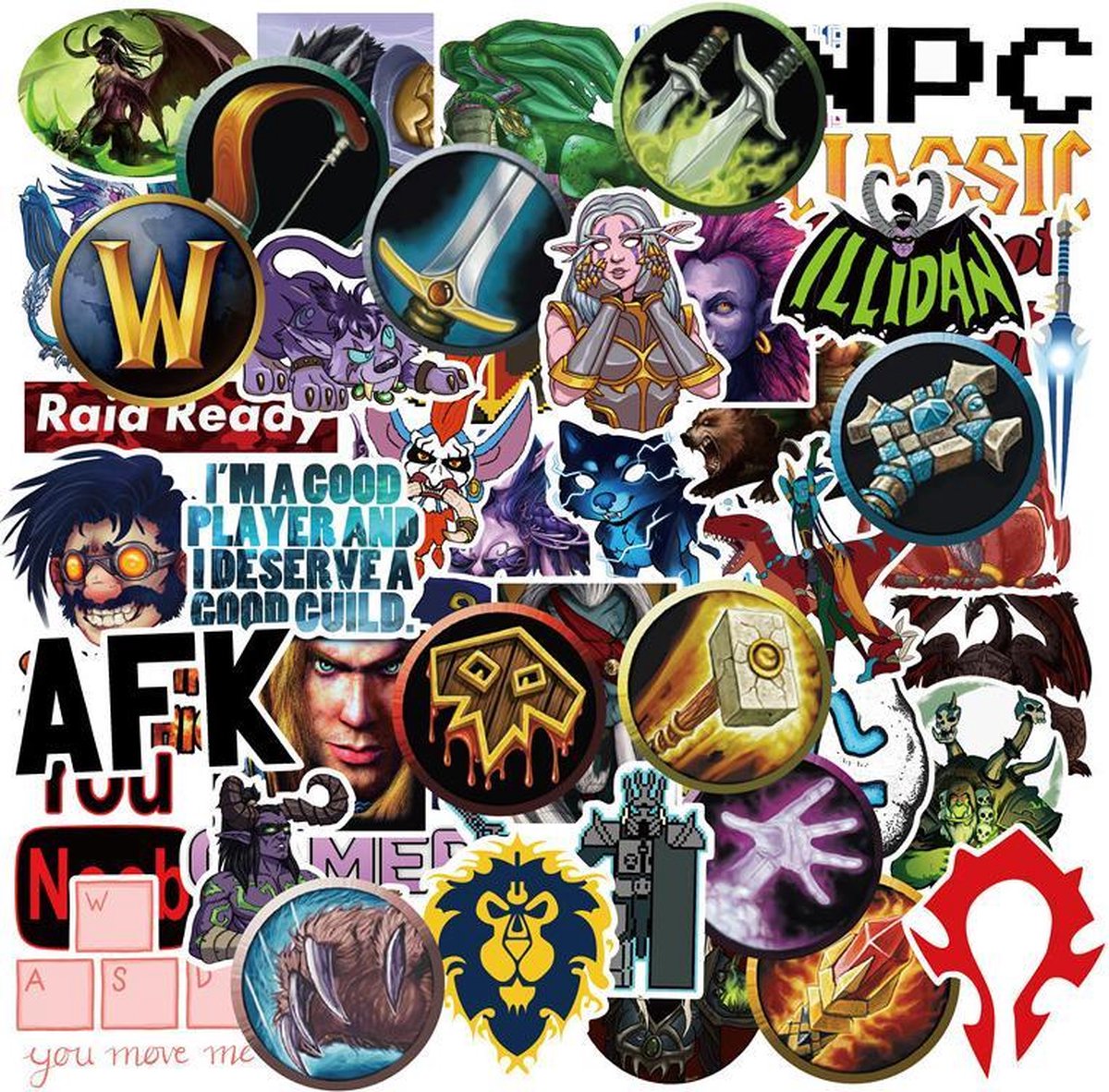 World of Warcraft stickers 50 stuks Game sticker pakket.