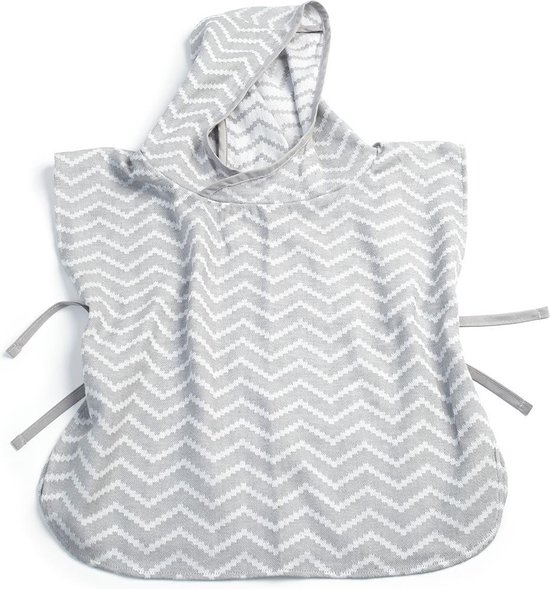 Poncho KipKep Blenker - taille S (1-3 ans) - Perruque indienne / Gris - coton hydrophile