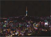 Kras Tekening Groot "Colorful City" Seoul (41x29cm) | Krastekening Zuid Korea | Krastekeningen pakket | Scratch Art / Painting | Kraskaarten | Krasfolie
