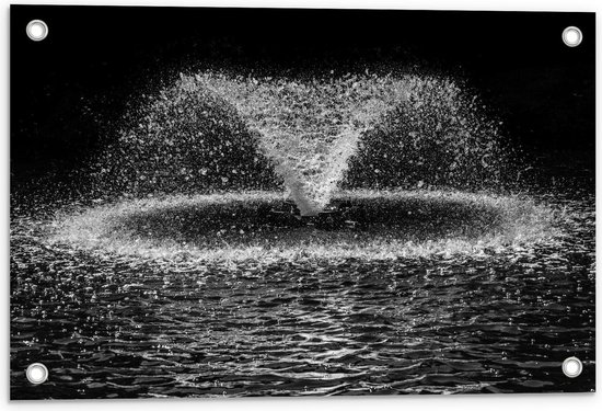 Tuinposter – Spetterende Water Fontein - 60x40cm Foto op Tuinposter  (wanddecoratie voor buiten en binnen)