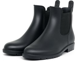 Geweo Regenlaarzen - Wellington Chelsea Laarzen - Kerstmis - Kerstfeest - Christmas Gift  - Middelhoge Schoen - Kort Boots - Waterdichte - Dames - Zwart - Maat 40