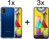samsung m31 hoesje shock proof case - Samsung galaxy m31 hoesje transparant case hoes hoesjes - hoesje samsung m31 - 3x samsung m31 screenprotector screen protector