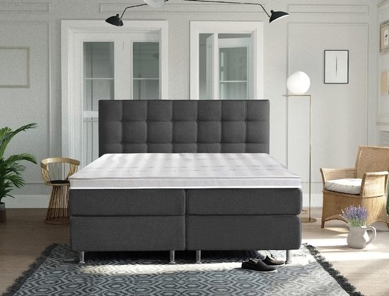 Complete Luxe Boxspring - Zurich - Dreamhouse - 160x200 - Antraciet - Twee persoons - Bed - Dreamhouse