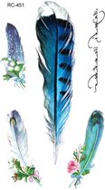 Temporary tattoo | tijdelijke tattoo | fake tattoo | veer - feather | 6 x 10.5 cm