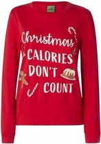 Dames Kersttrui Christmas Calories Don't Count - Rood - Maat M