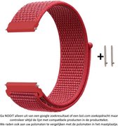 Donker Rood Nylon Sporthorlogebandje voor bepaalde 20mm smartwatches van verschillende bekende merken (zie lijst met compatibele modellen in producttekst) - Maat: zie foto– 20 mm red nylon smartwatch strap