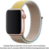 Geel / Bruin / Blauwe Nylon Horloge Band Geschikt voor Apple Watch 1, 2, 3, 4, 5, 6, SE & Nike+, 38mm & 40mm "Vrouwenbreedte" Series - Zacht Geweven Nylon - 38 mm en 40 mm