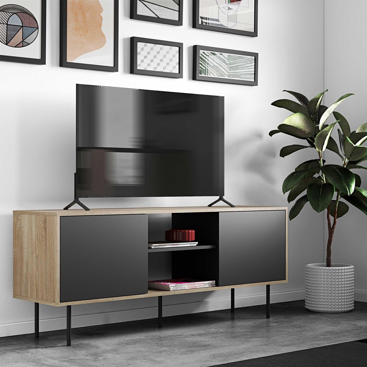 Tv-meubel Vibe 150cm - Eik/zwart
