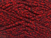 Breigaren acryl kopen kleur zwart/rood - super bulky yarn pendikte 8-9 mm dik garen voor haken en breien - pakket 4 bollen van 100gram