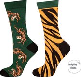 Verjaardag cadeau - Tijger Sokken - Mismatch Sokken - Leuke sokken - Vrolijke sokken - Luckyday Socks - Sokken met tekst - Aparte Sokken - Socks waar je Happy van wordt
