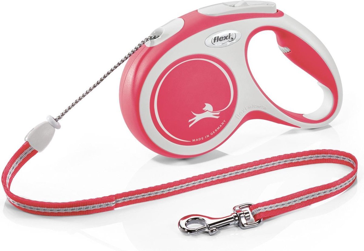 Flexi Rollijn New Comfort Koord M Rood&Lichtgrijs - Hondenriem - 5 m