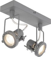 QAZQA suplux - Klassieke Plafondspot | Spotje | Opbouwspot - 2 lichts - L 240 mm - Donkergrijs - Industrieel - Woonkamer | Slaapkamer | Keuken