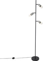 QAZQA pedra - Landelijke Vloerlamp | Staande Lamp - 3 lichts - H 160 cm - Zwart -  Woonkamer | Slaapkamer