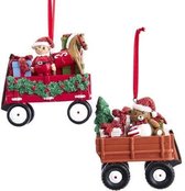 Kurt S Boule de Noël Adler - Handcart - 2 pièces - 9 cm - rouge et marron - qualité supérieure