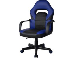 Gamestoel Thomas junior - bureaustoel gaming stijl - hoogte verstelbaar - zwart blauw
