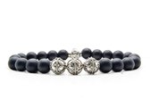 Beaddhism - Armband - Matt Black - 925 Zilver - Yasa 3 - 8 mm - 18 cm