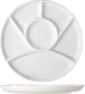Fonduebord - Gourmetbord - wit - d23,5cm - 6 vakjes